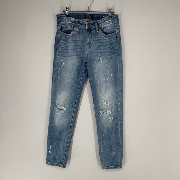 Judy Blue Denim - Judy Blue Women Jeans 9 / 29 Blue Denim Slim Fit Stretch Distressed 26.5"